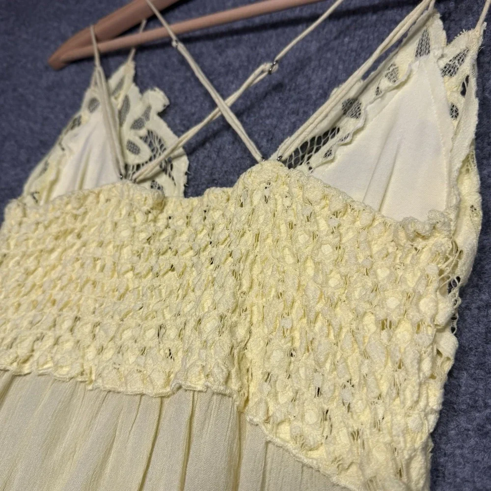 Free People FP One Adella Slip Mini Dress Daffodil Color Size VG(xs)